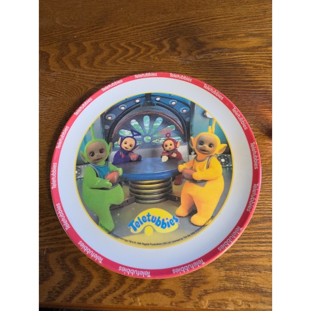 Vintage 1998 Teletubbies Plastic Plate Tinky Winky, Dipsy, Laa-Laa, and Po